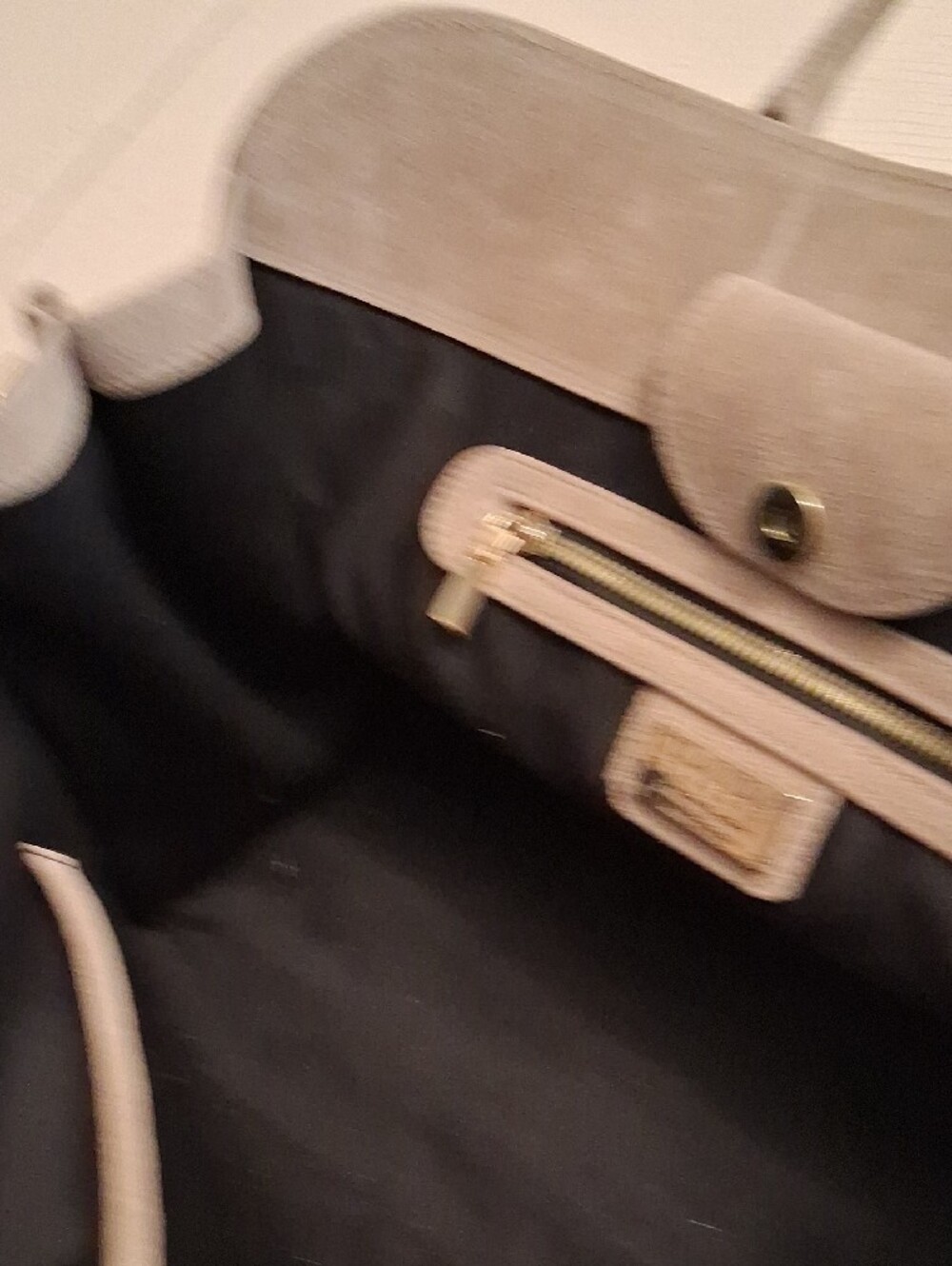 Taupe Suede Structured Satchel Handbag - Picture 3 of 7